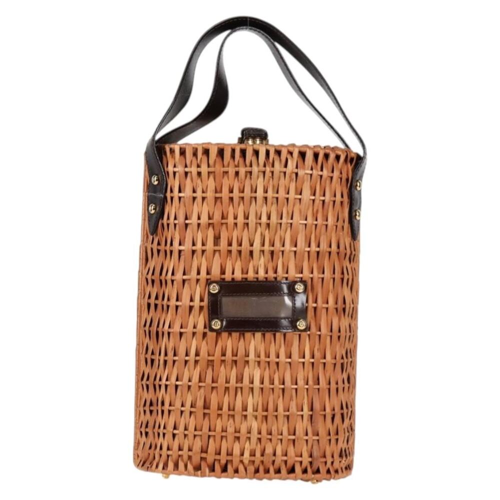 Fendi Straw Bag Brown Wood Handbag